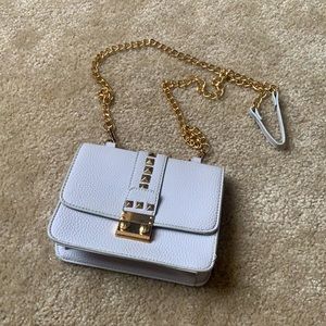 BCBG gray with gold cross body, shoulder bag